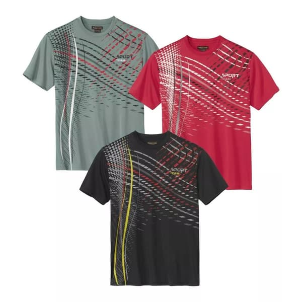 Atlas For Men Mens Active T-Shirt (Pack of 3) Black/Green/Coral 5XL