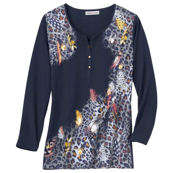 Atlas For Women Kvinnor/Damer med djurtryck i topp Midnight Blue/Multicoloured 12 UK - 14 UK