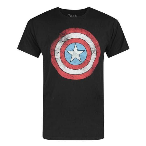 Jack Of All Trades Herrar - Captain America - T-shirt med pressad logotyp Black/White/Red S