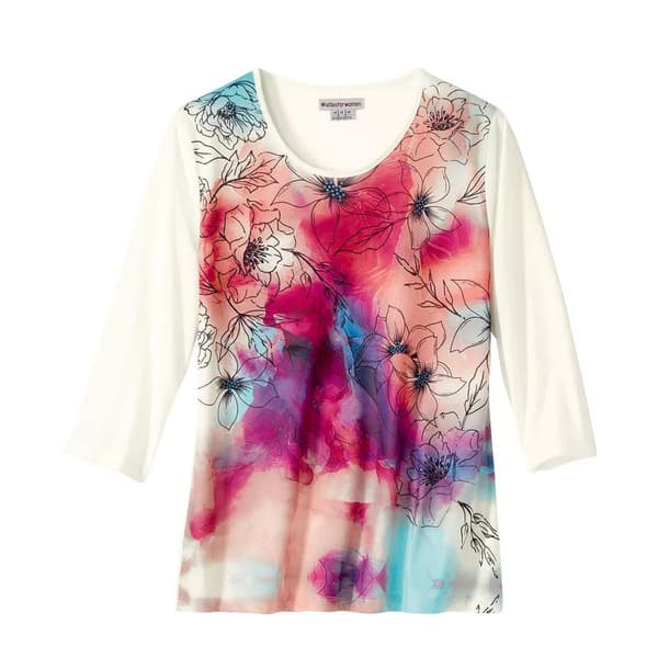 Atlas for Women Kvinnor/Damer Watercolour Top Ecru 24 UK - 26 UK