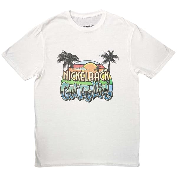 Nickelback Unisex Adult Get Rollin´ Sunset T-Shirt White XXL
