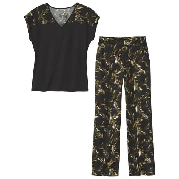 Atlas for Women Womens/Ladies Palm Print Top & Bottom Set