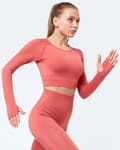 Miniatyrbild 2 av 4: Röd seamless Crop Top långärmad