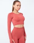 Miniatyrbild 1 av 4: Röd seamless Crop Top långärmad