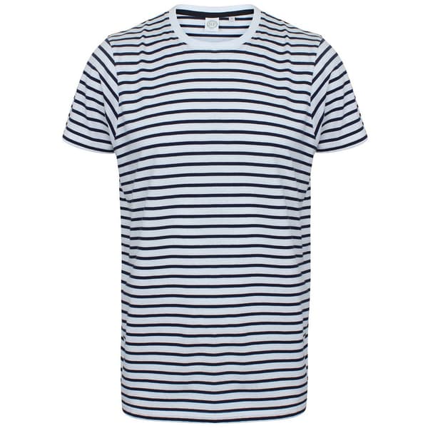 SF Unisex T-shirt med striber til voksne White/Oxford Navy XS