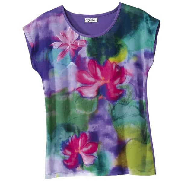 Atlas For Women T-shirt med blomster i dobbeltstof til kvinder/damer