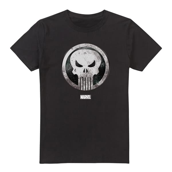 The Punisher Mens Worn Skull T-Shirt