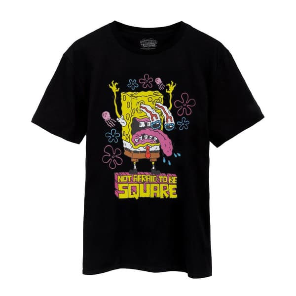 SpongeBob SquarePants Mens Not Afraid to Be Square Short-Sleeved T-Shirt