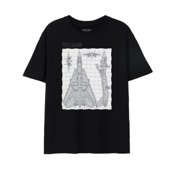 Top Gun Mens Fighter Jet Blueprint T-Shirt