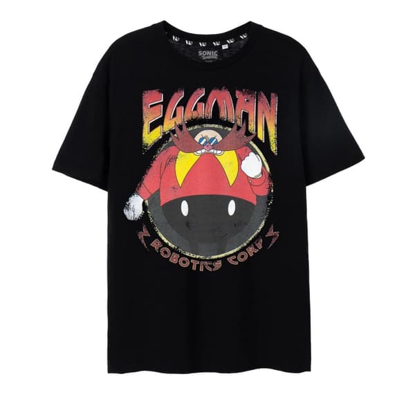 Sonic The Hedgehog Mens Doctor Eggman Short-Sleeved T-Shirt Black XL