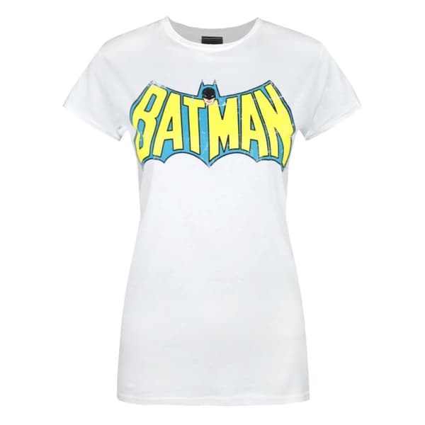 Batman T-shirt med retrologga för damer/kvinnor White XL