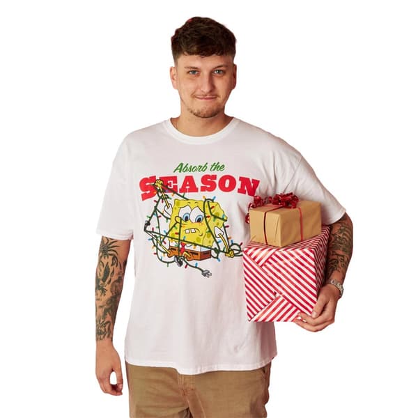 SpongeBob SquarePants Mens Absorb The Season Christmas T-Shirt