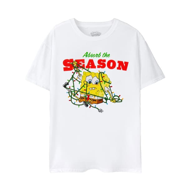 SpongeBob SquarePants Mens Absorb The Season Christmas T-Shirt