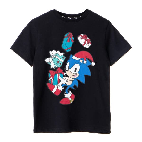 Sonic The Hedgehog Boys Present Short-Sleeved Christmas T-Shirt