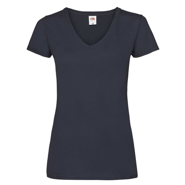 Fruit of the Loom Dam/Tjej Valueweight T-shirt med V-ringning och kvinnlig passform Deep Navy 16 UK