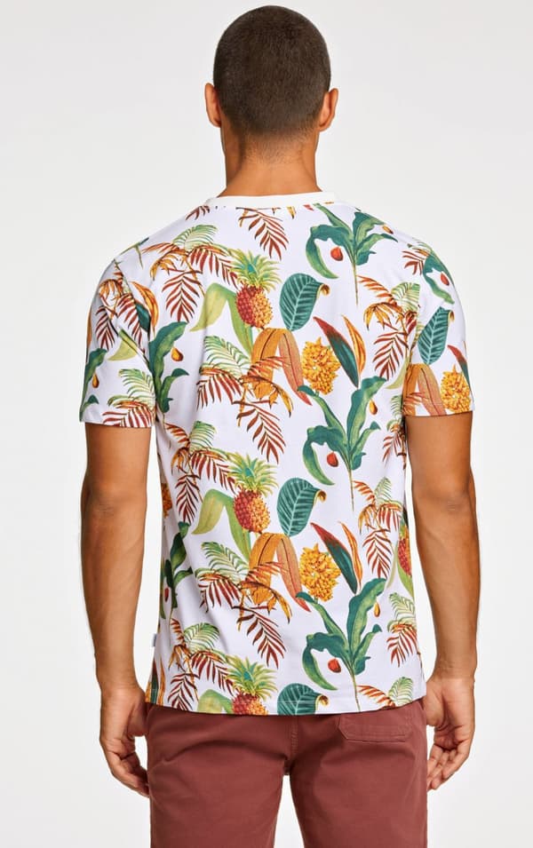 Lindbergh White - T-shirt 30-400266 Bladmönstrad