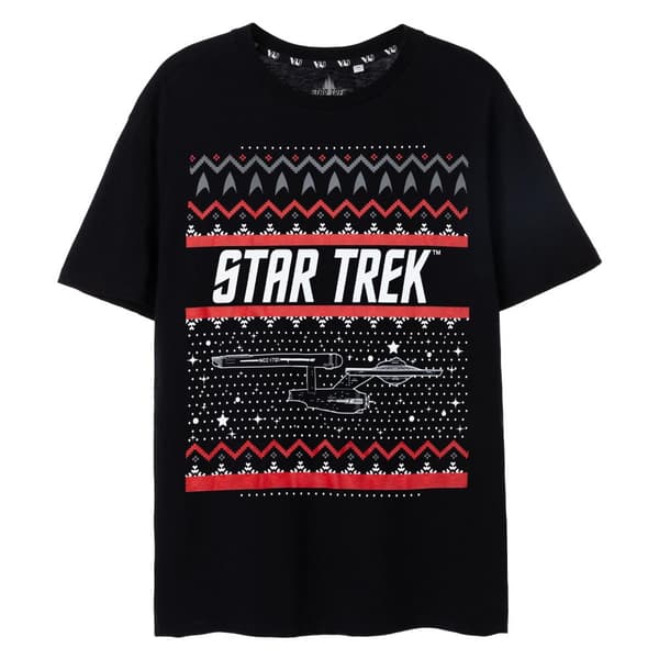 Star Trek Mens Fair Isle Christmas T-Shirt