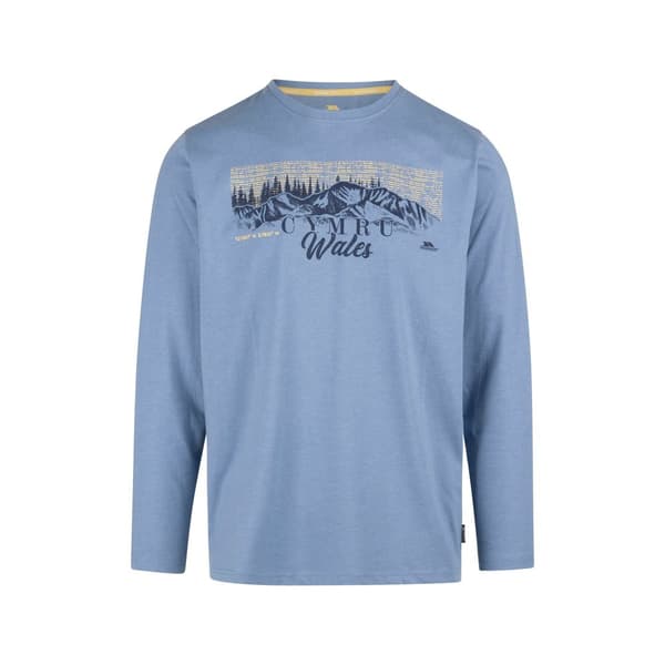 Trespass Mens Kulam Printed Long-Sleeved T-Shirt Denim Blue Marl S