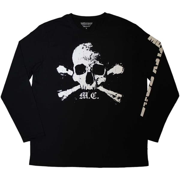 Motley Crue Unisex Adult Orbit Skull Sleeve Print Long-Sleeved T-Shirt Black XXL