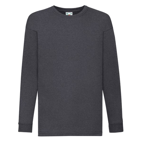 Fruit of the Loom Childrens/Kids Valueweight Heather Long-Sleeved T-Shirt Dark Heather Grey 5-6 Years