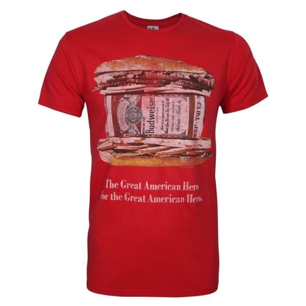 Junk Food T-shirt med Budweiser-hjälte för herrar Red L