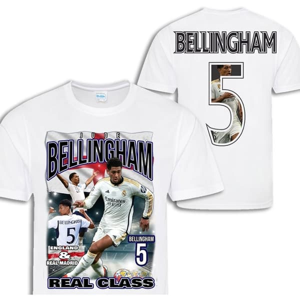 Jude Bellingham spelare t-shirt sportströja England  Real Madrid