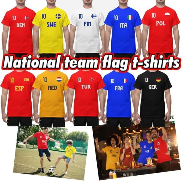 Polen landslag t-shirt i röd POL & 10 fotboll euro24