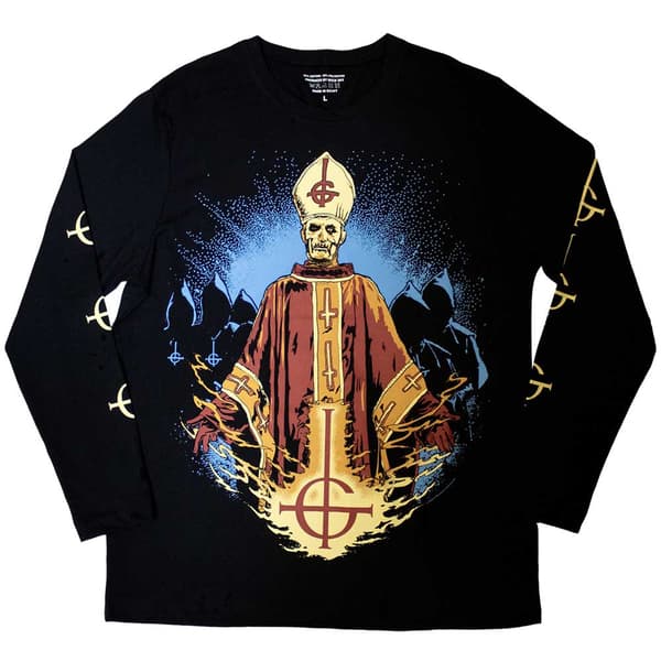 Ghost Unisex Adult Papa & Radient Ghouls Back & Sleeve Print Long-Sleeved T-Shirt