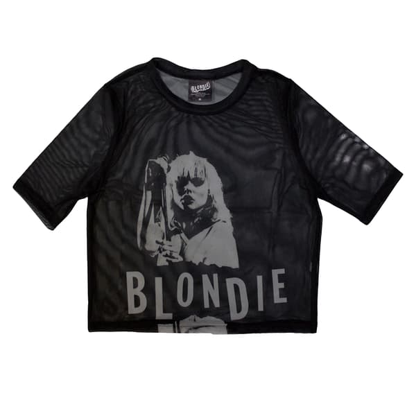 Blondie Womens/Ladies Mic Stand Mesh Long-Sleeved Crop Top
