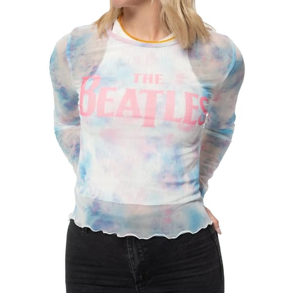 The Beatles Womens/Ladies Logo Mesh Long-Sleeved Crop Top