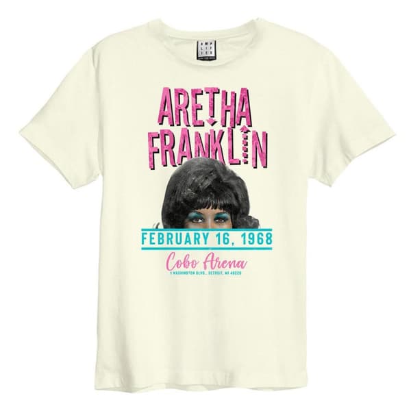 Amplified Unisex Adult Cobo Arena Aretha Franklin Vintage T-Shirt