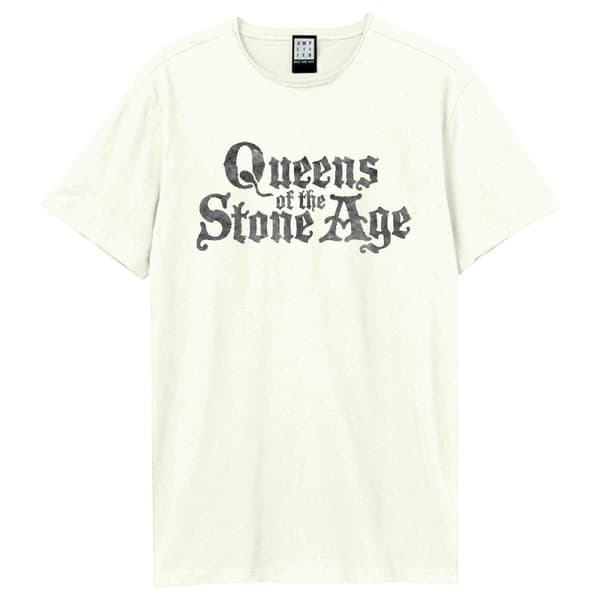 Amplified Unisex t-shirt med Queens Of The Stone Age-logotyp för vuxna Vintage White XL