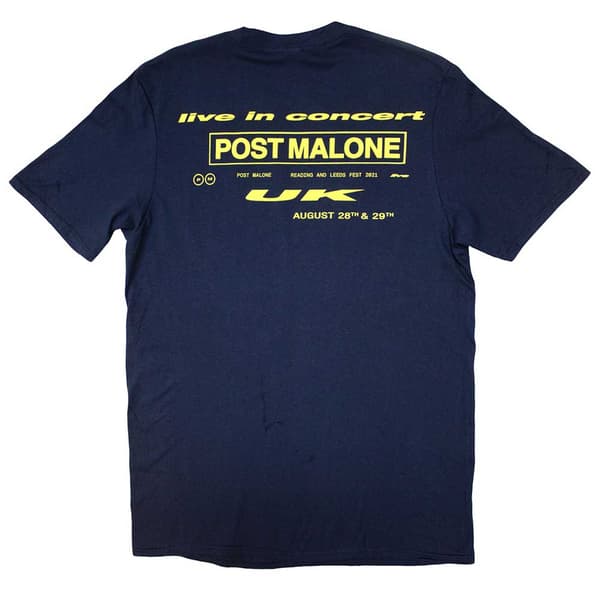 Post Malone Unisex Adult Live In Concert Back Print T-Shirt