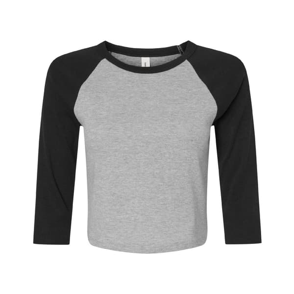 Bella + Canvas Dam/Dam Heather Raglan 3/4 ärm Crop Top