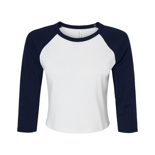 Bella + Canvas Womens/Ladies Micro-Rib Raglan 3/4 Sleeve Crop T-Shirt