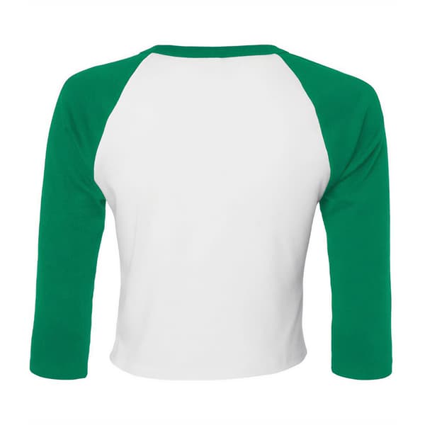 Bella + Canvas Womens/Ladies Micro-Rib Raglan 3/4 Sleeve Crop T-Shirt