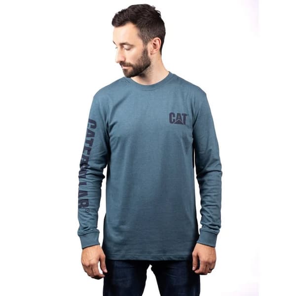 Caterpillar Langærmet T-shirt med varemærke-banner til mænd