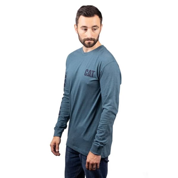 Caterpillar Langærmet T-shirt med varemærke-banner til mænd