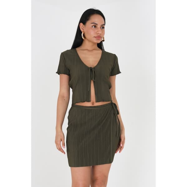 Brave Soul Womens/Ladies Marilyn Plisse Tie Front Top