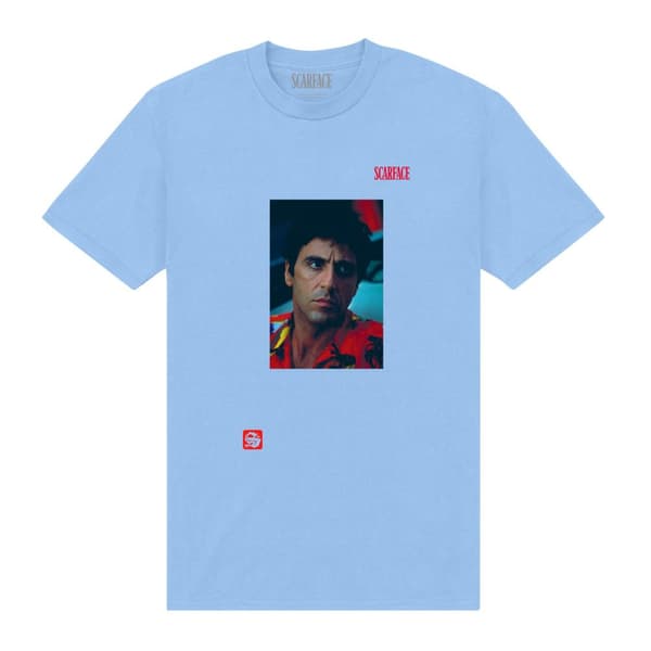 Scarface Unisex Adult Tony Montana T-Shirt Light Blue M