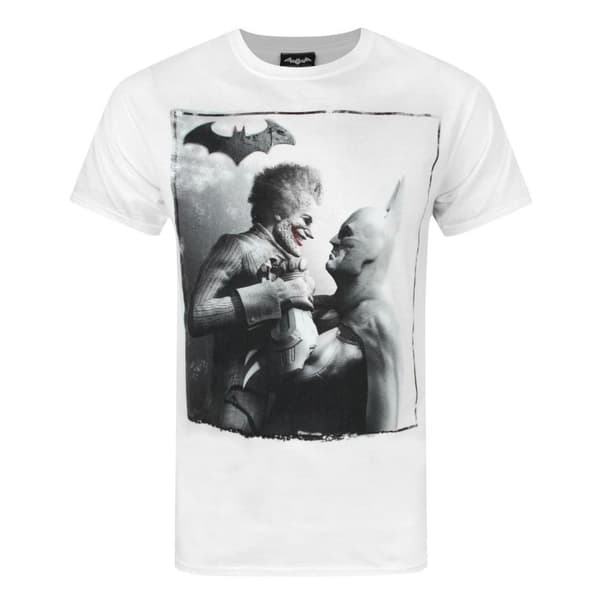 Arkham City Mens Batman Vs Joker T-Shirt White XXL