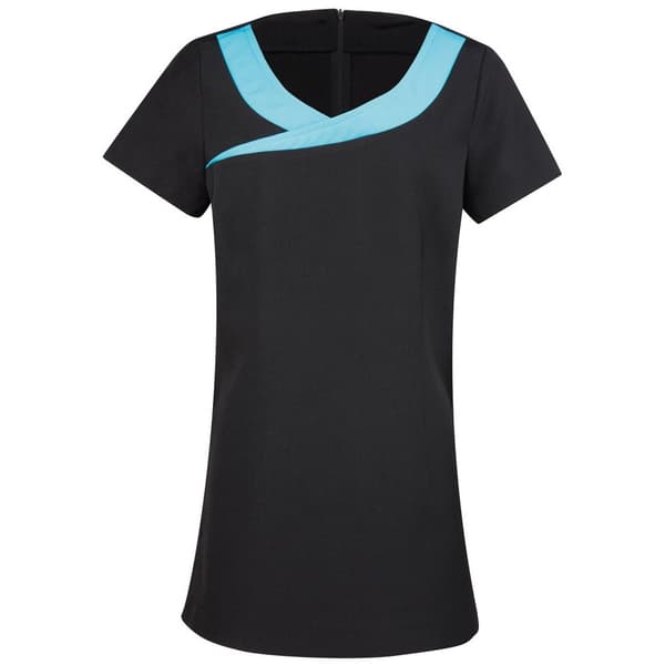 Premier Womens/Ladies Ivy Short-Sleeved Tunic Black/Turquoise 16 UK