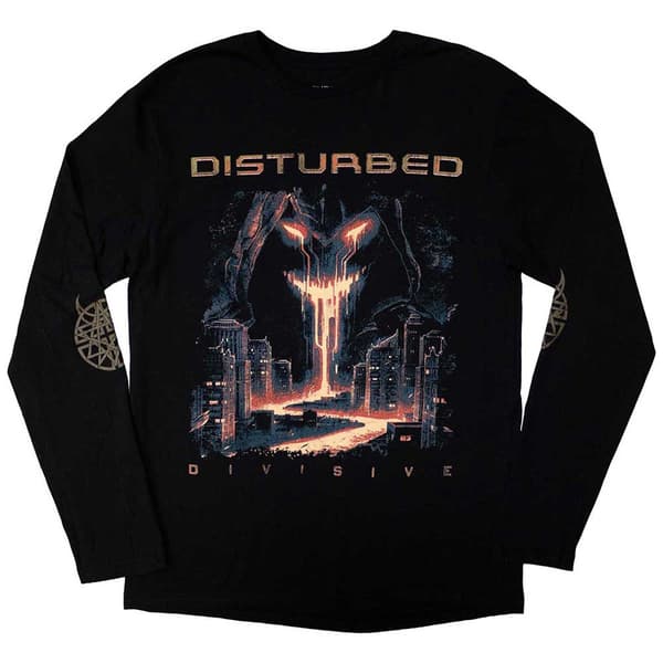 Disturbed Unisex Adult European Tour ´23 Divisive Long-Sleeved T-Shirt Black S