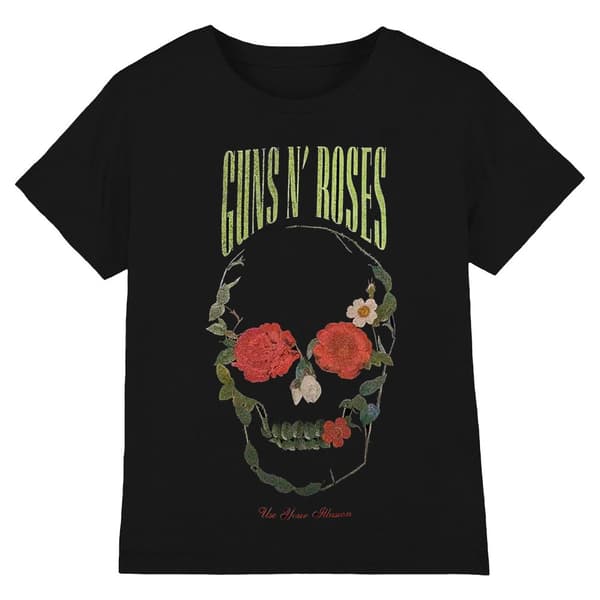 Guns N Roses Unisex Adult Rose Skull T-Shirt