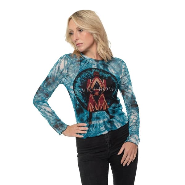 David Bowie Womens/Ladies Live & Well Mesh Long-Sleeved Crop Top