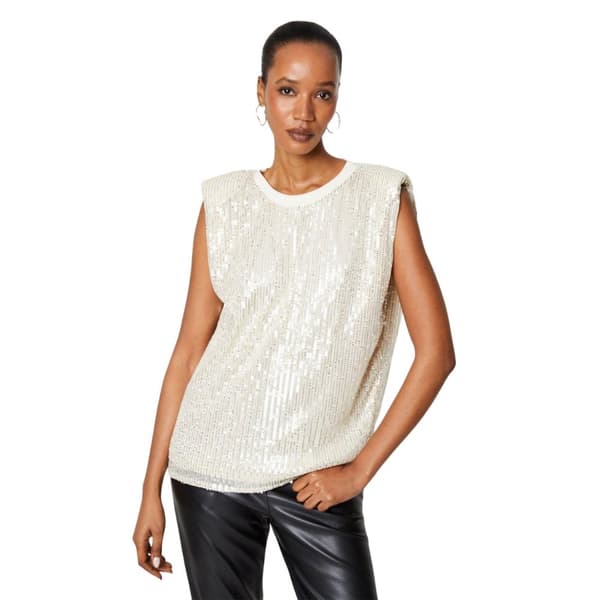 Principles Womens/Ladies Sequin Padded Shoulder Top Champagne 14 UK
