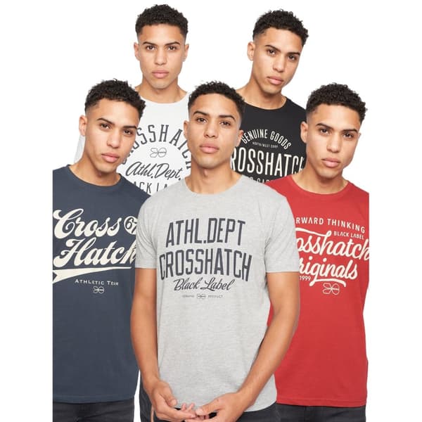 Crosshatch Mens Luckmoore Assorted Designs T-Shirt (Pack of 5)