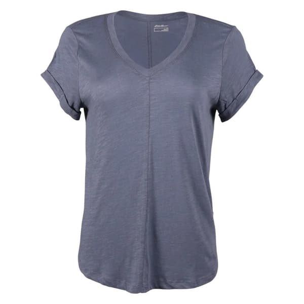 Eddie Bauer Dam/Ladies Gate Check T-shirt med V-hals Blue Haze L