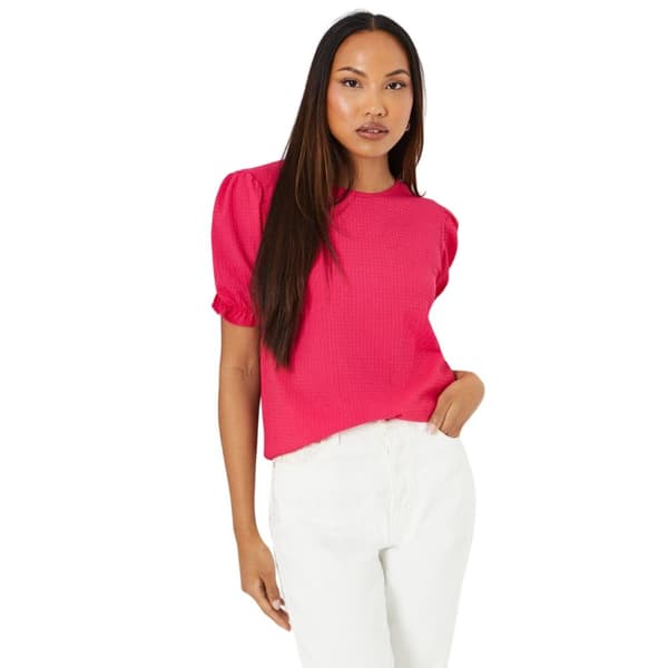 Principles Womens/Ladies Textured Frill Cuff T-Shirt Pink 12 UK
