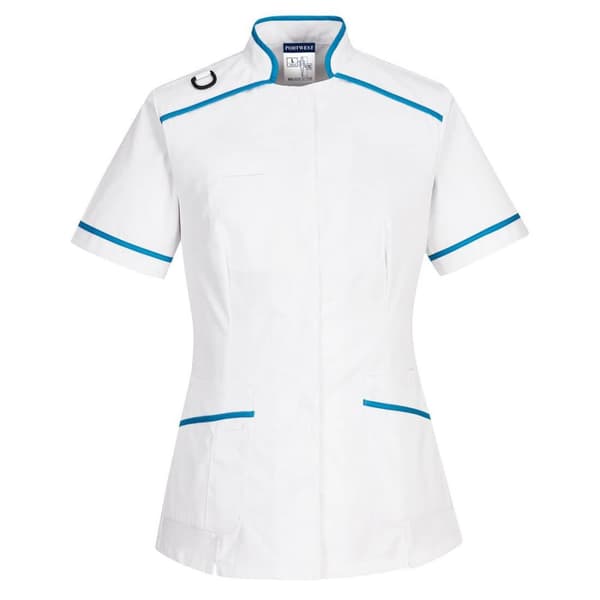 Portwest Tunika med kontrastfärgad kant för kvinnor och damer White/Aqua 3XL